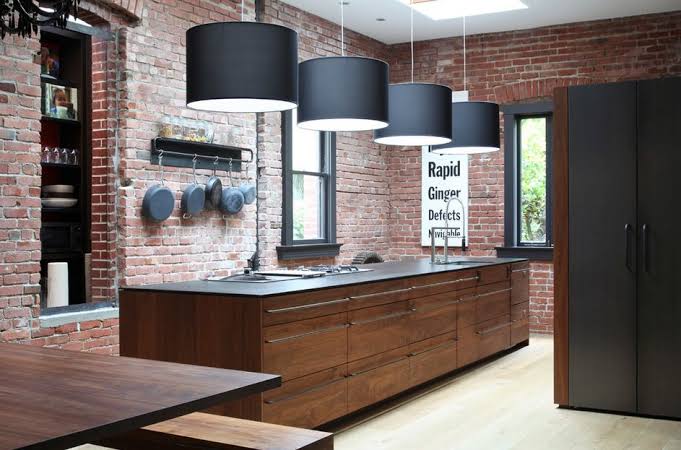 Ruang Dengan Dinding Bata Ekspos Rumah Industrial