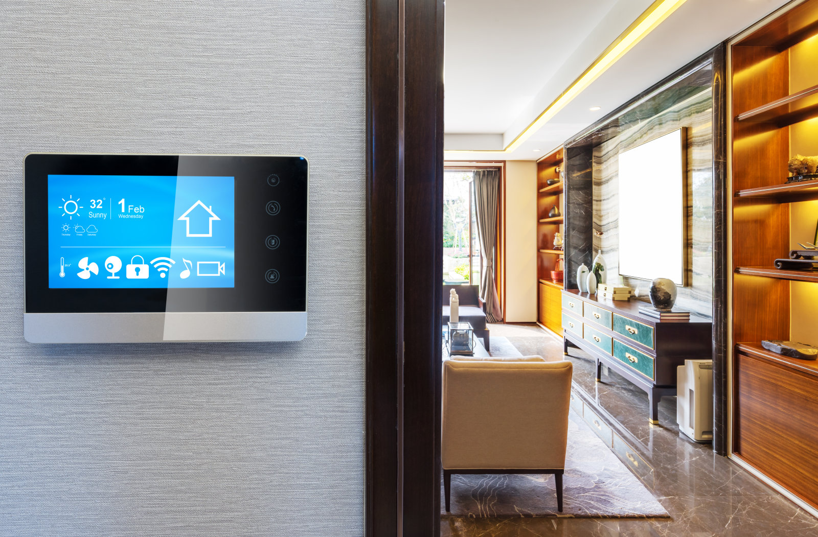 Rumah Pintar Smart Home dengan sistem pengendali tren desain rumah pintar, smart home